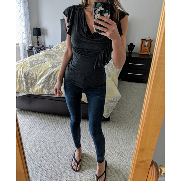 Gray Wrap Dress Shirt - Picture 3 of 3